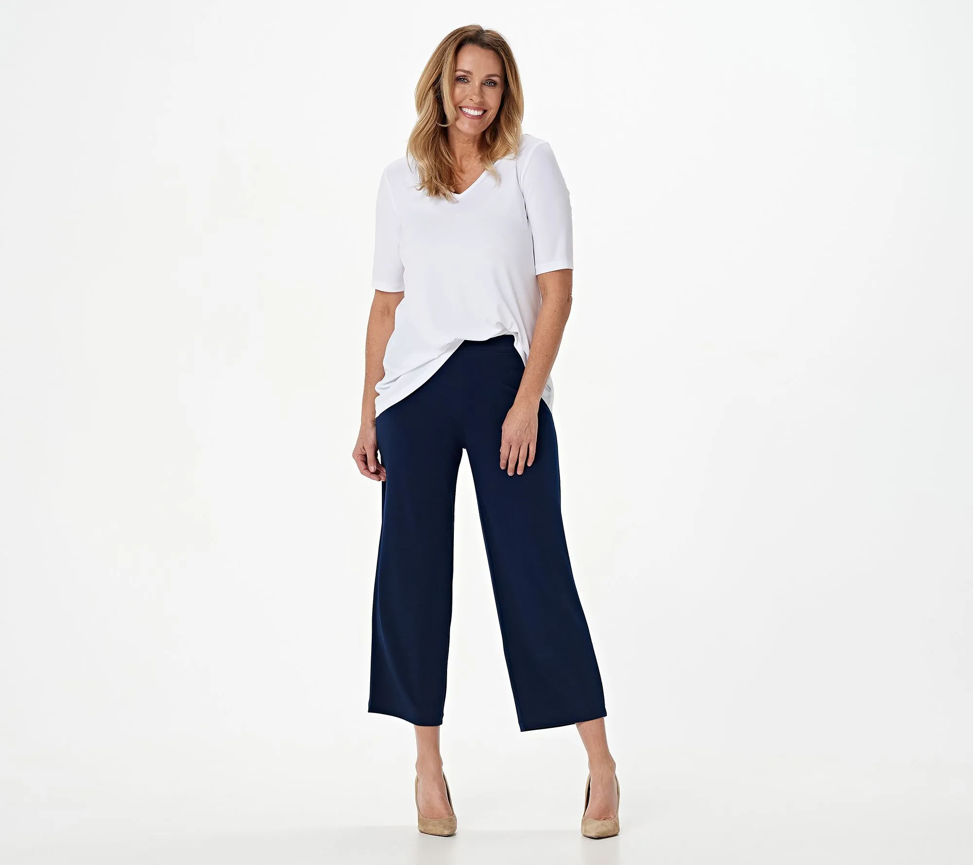 "As Is" Susan Graver Essentials Reg. Liquid Knit Crop Pants