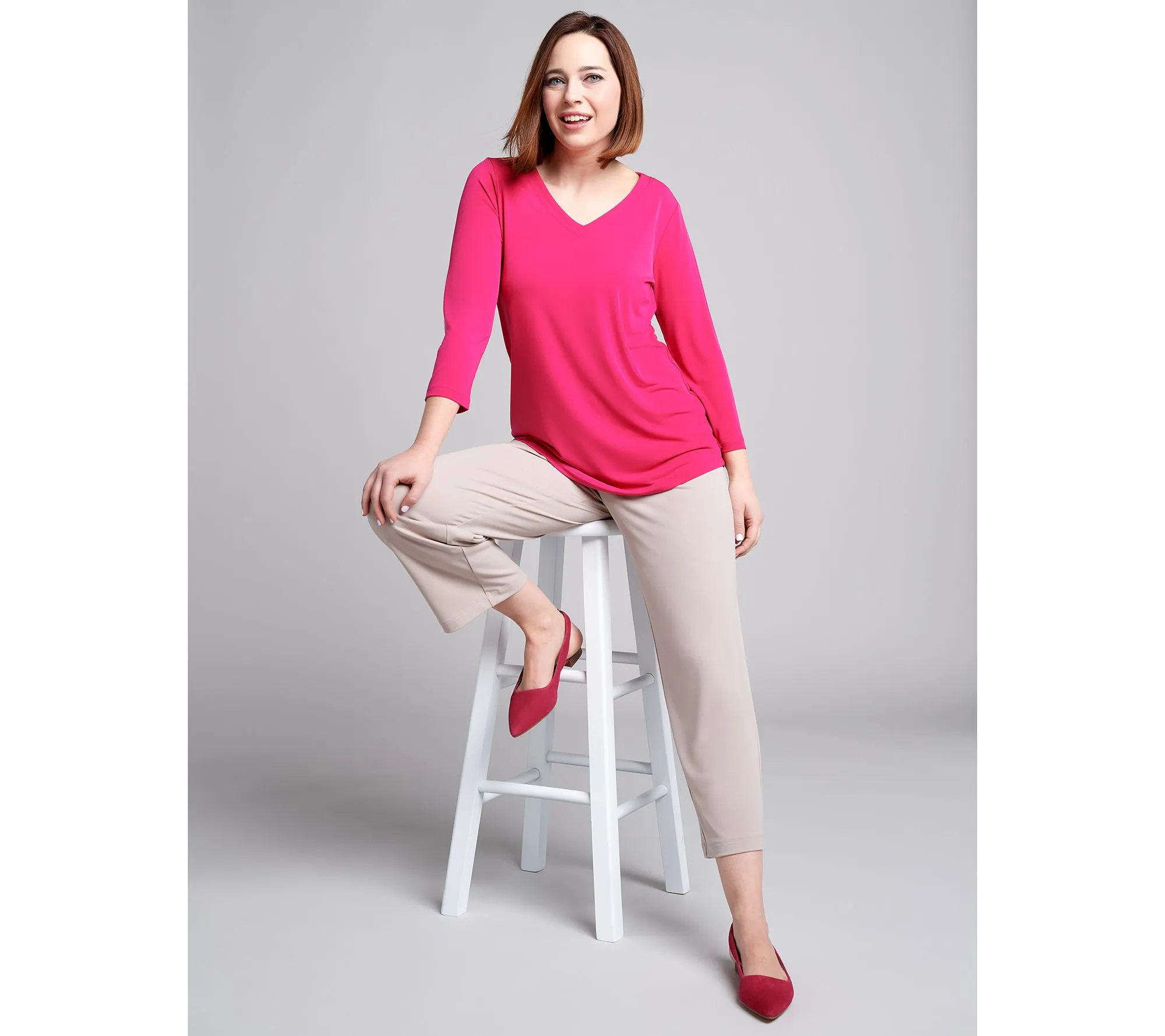 "As Is" Susan Graver Essentials Reg. Liquid Knit Crop Pants