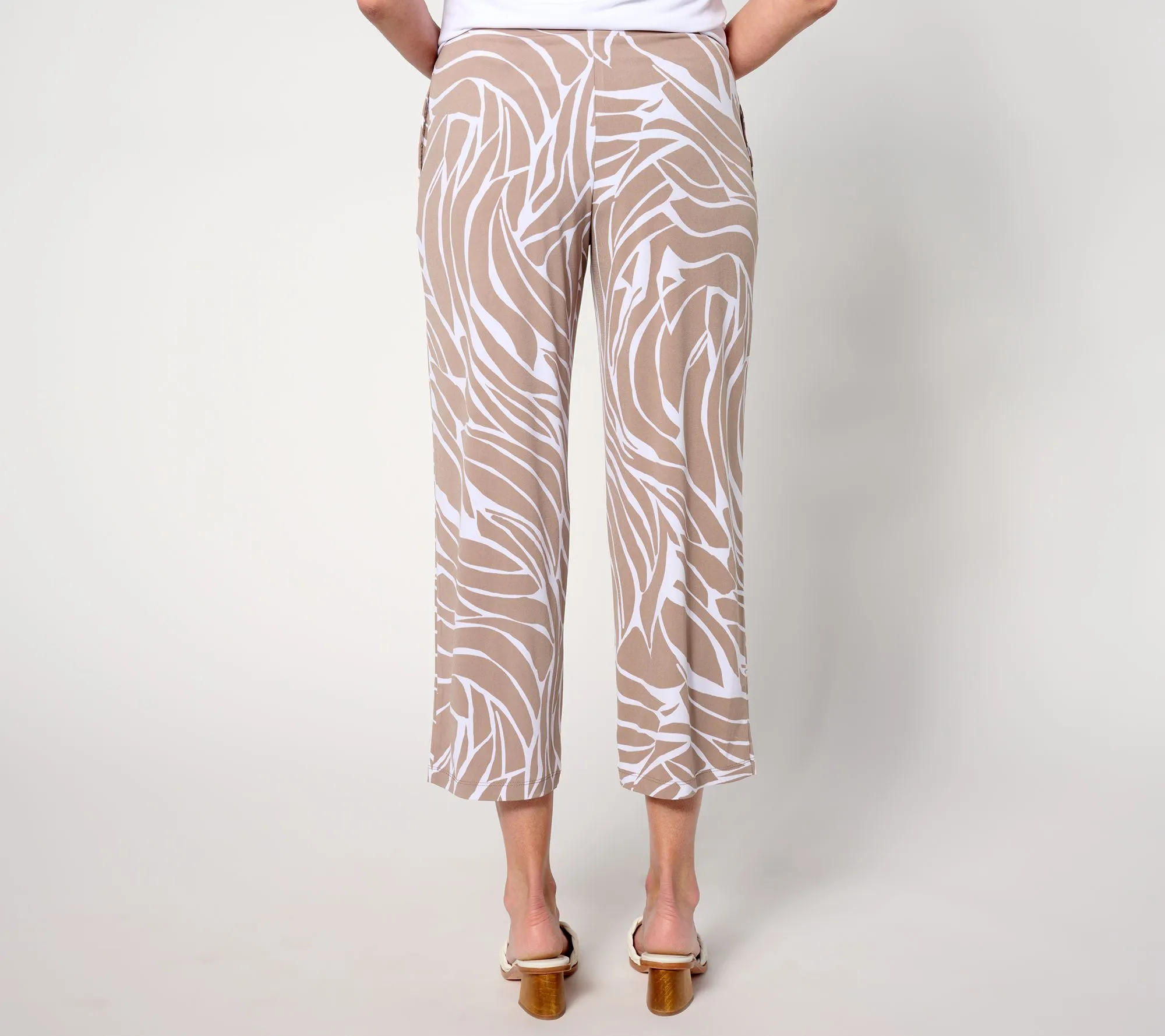 "As Is" Susan Graver Regular Printed Liquid Knit Straight Leg Crop Pants