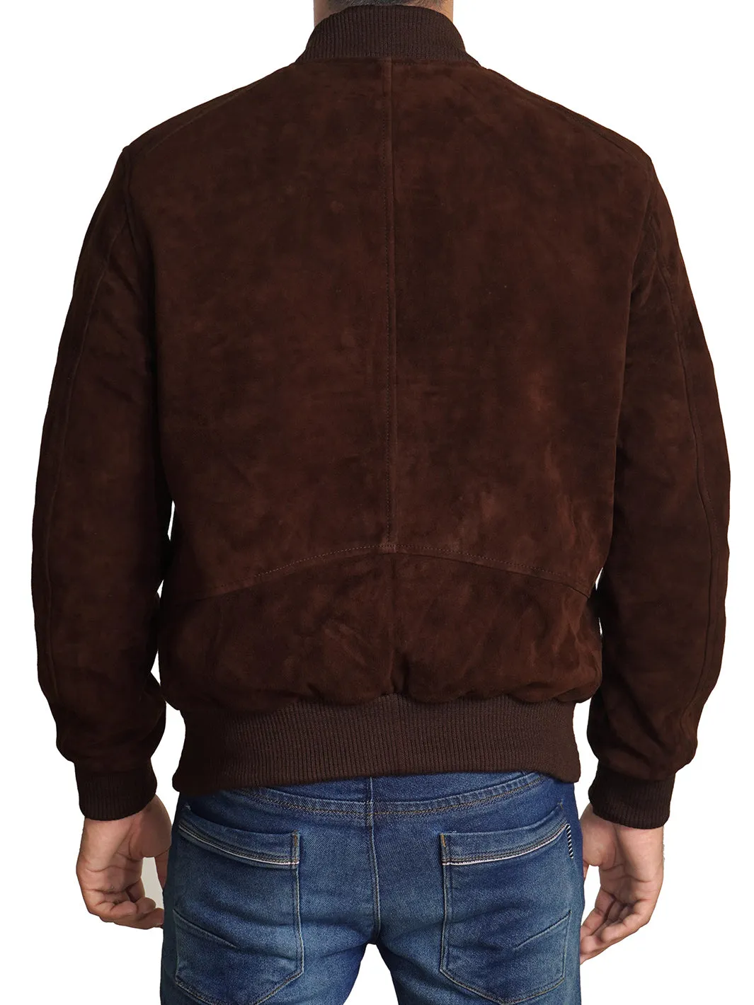 Adamsville Mens Dark Brown Suede Leather Bomber Jacket