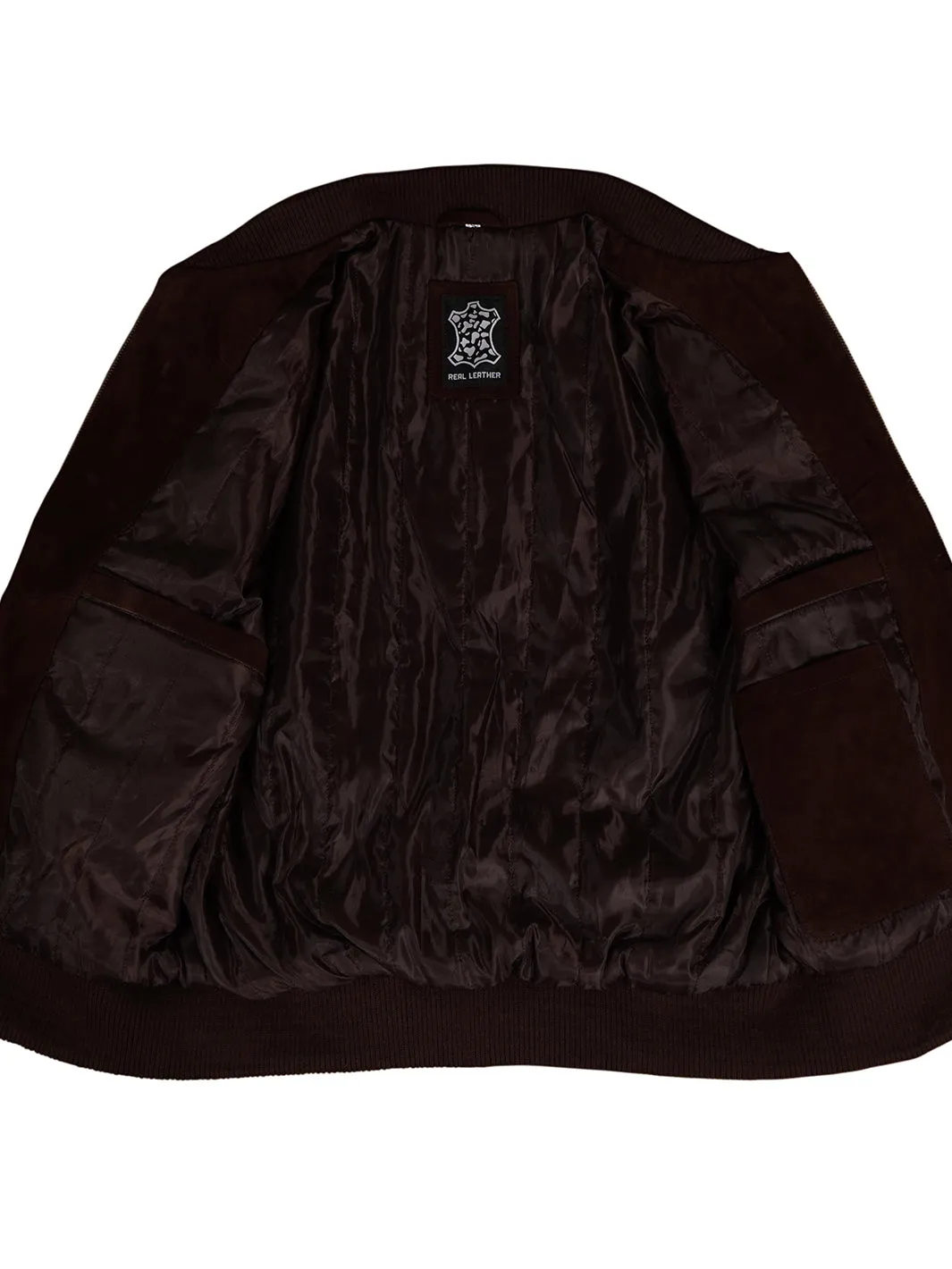 Adamsville Mens Dark Brown Suede Leather Bomber Jacket