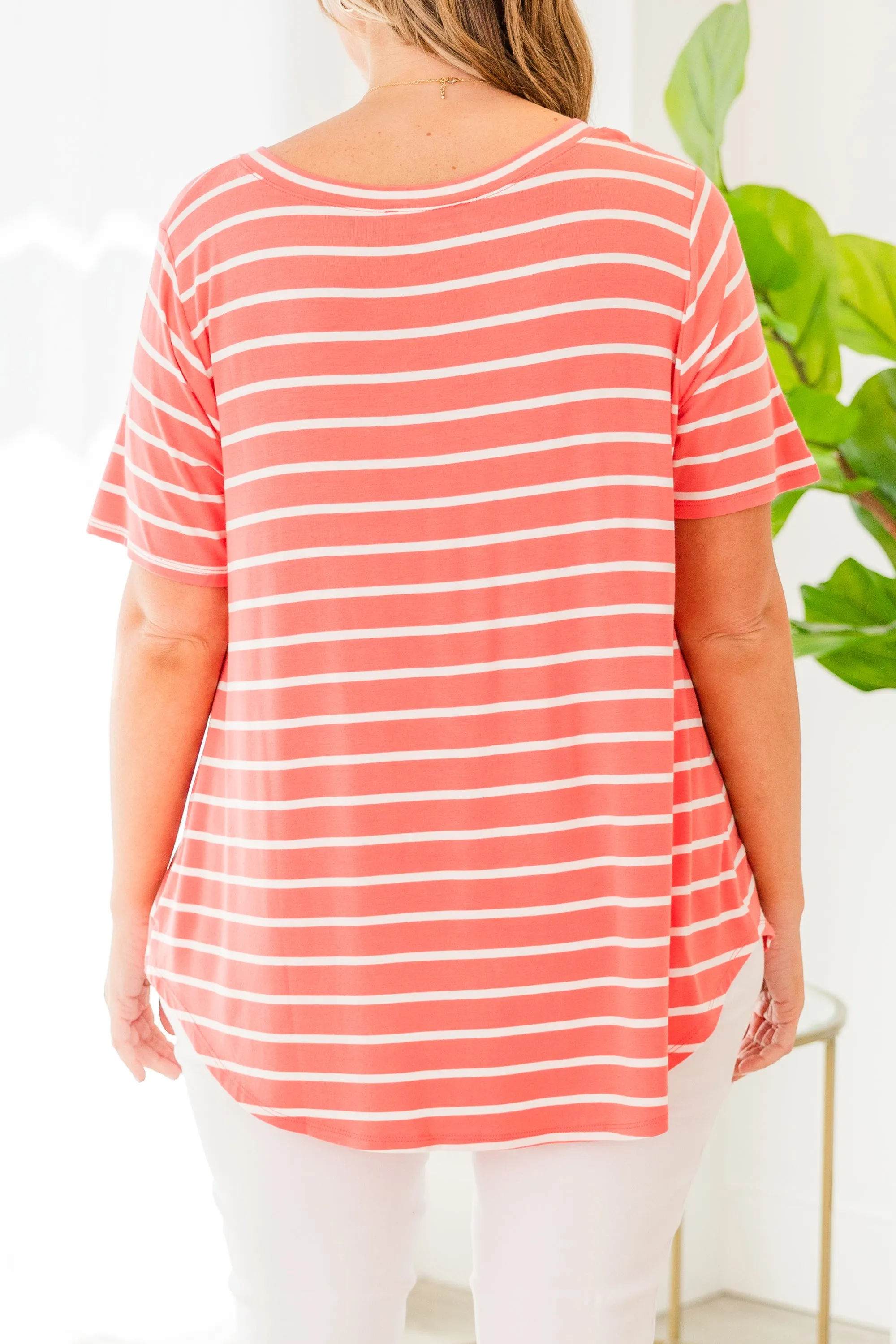 All About Good Times Top, Deep Coral-Ivory