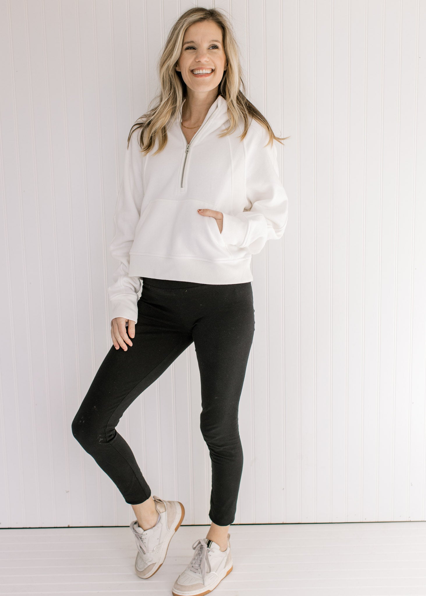 Athleisure Ivory Cropped 1/4 Zip