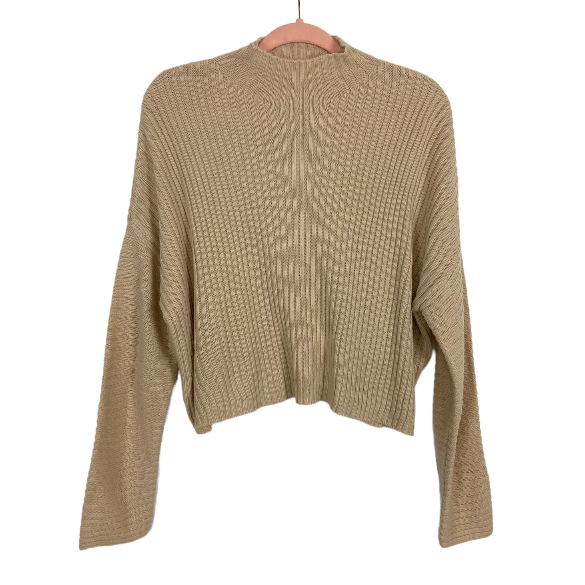 Becaal Beige Cool Cues Mock Neck Sweater- Size S