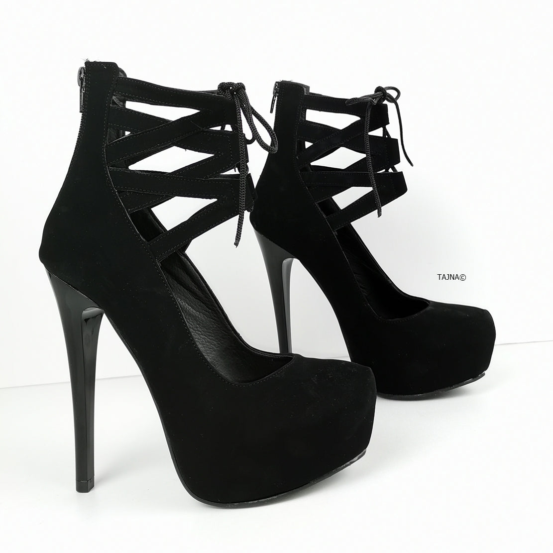 Black Designer High Heel Ankle Booties