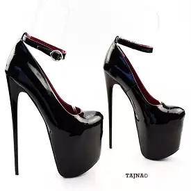 Black Patent Leather 19 cm High Heeled Platforms