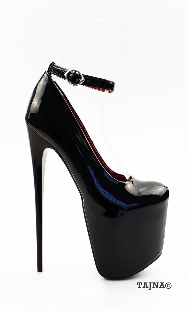 Black Patent Leather 19 cm High Heeled Platforms