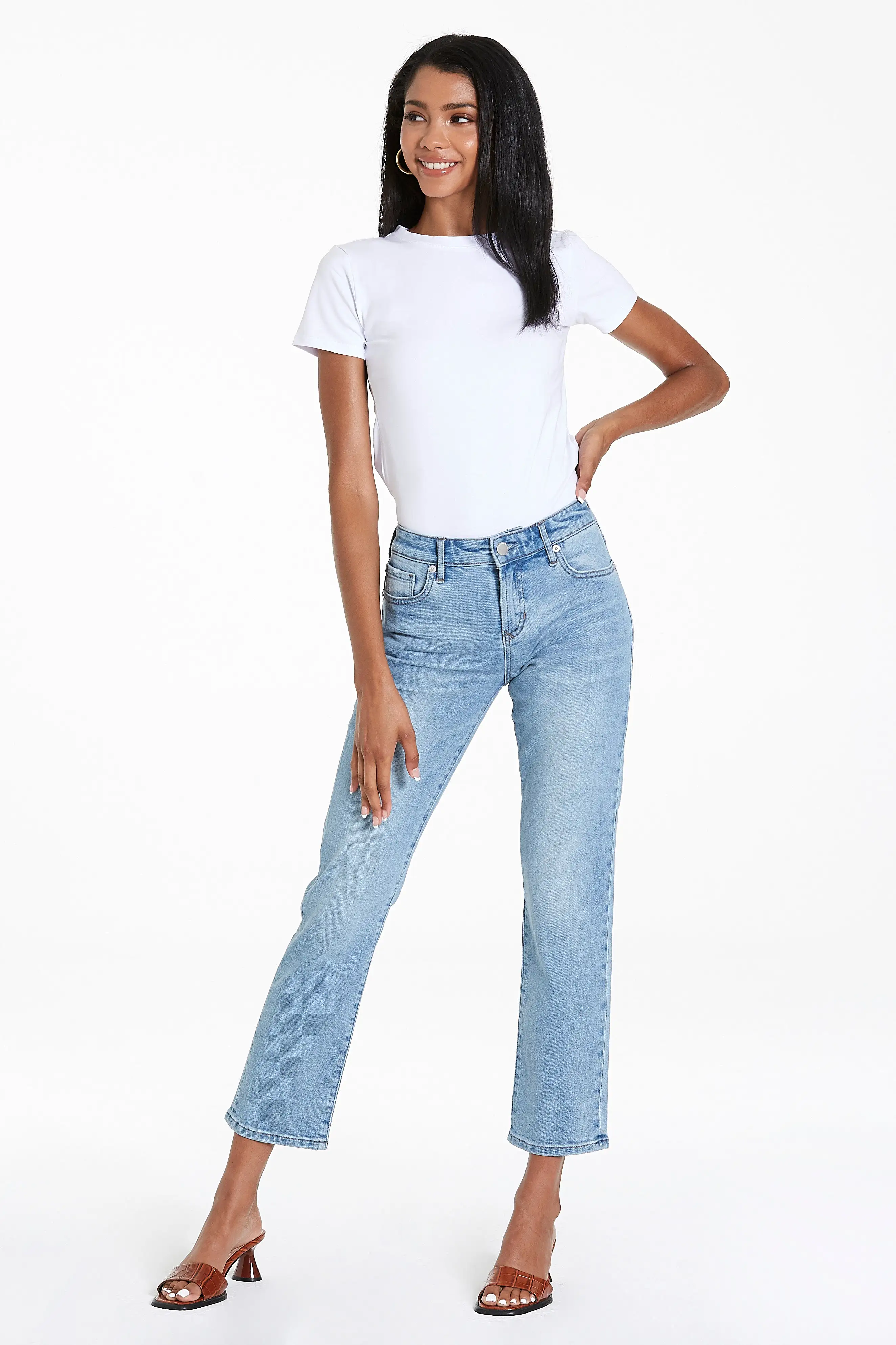 Blaire High Rise Ankle Slim Straight Jeans