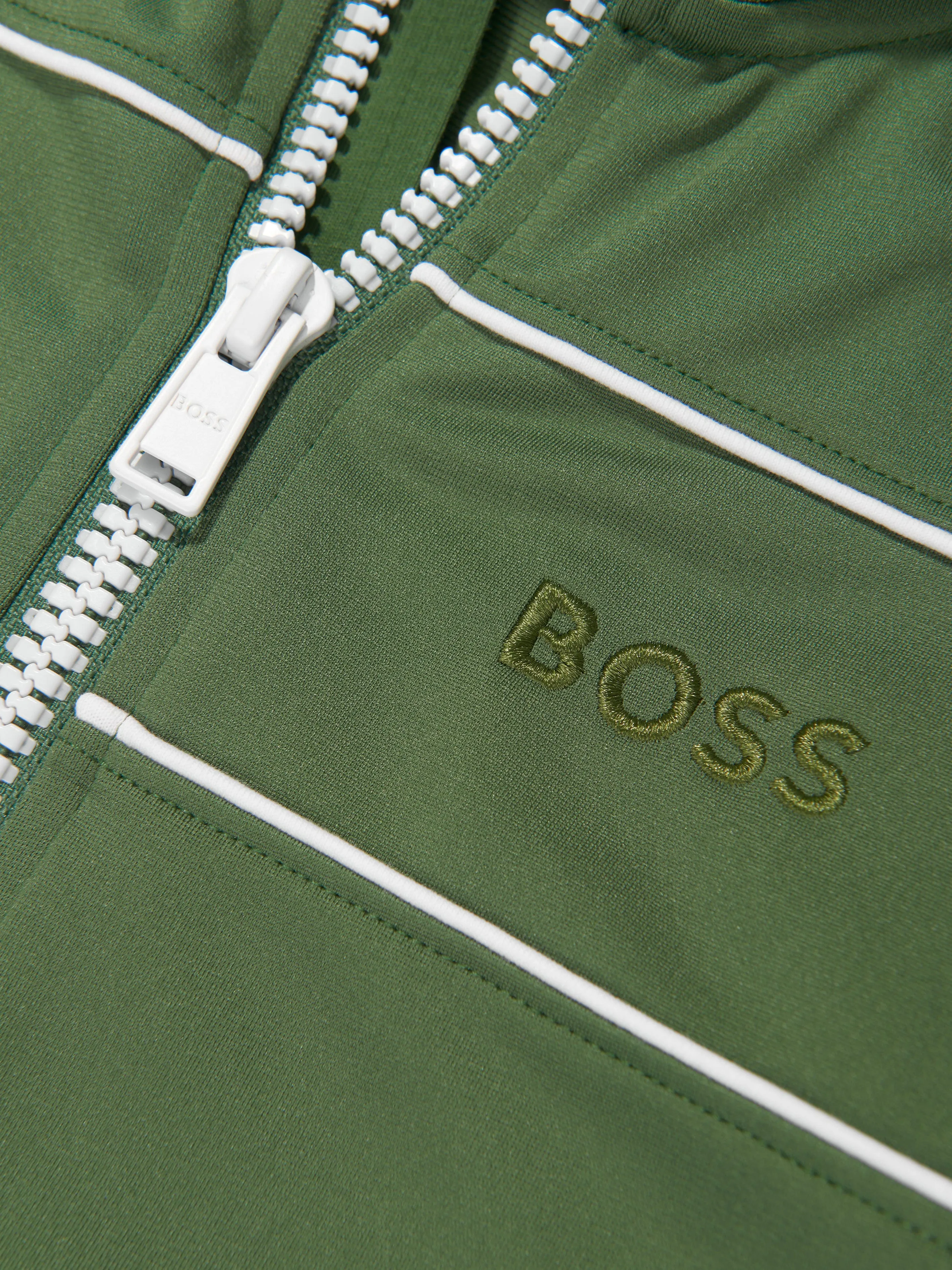 BOSS Boys Zip Up Track Jacket in Green