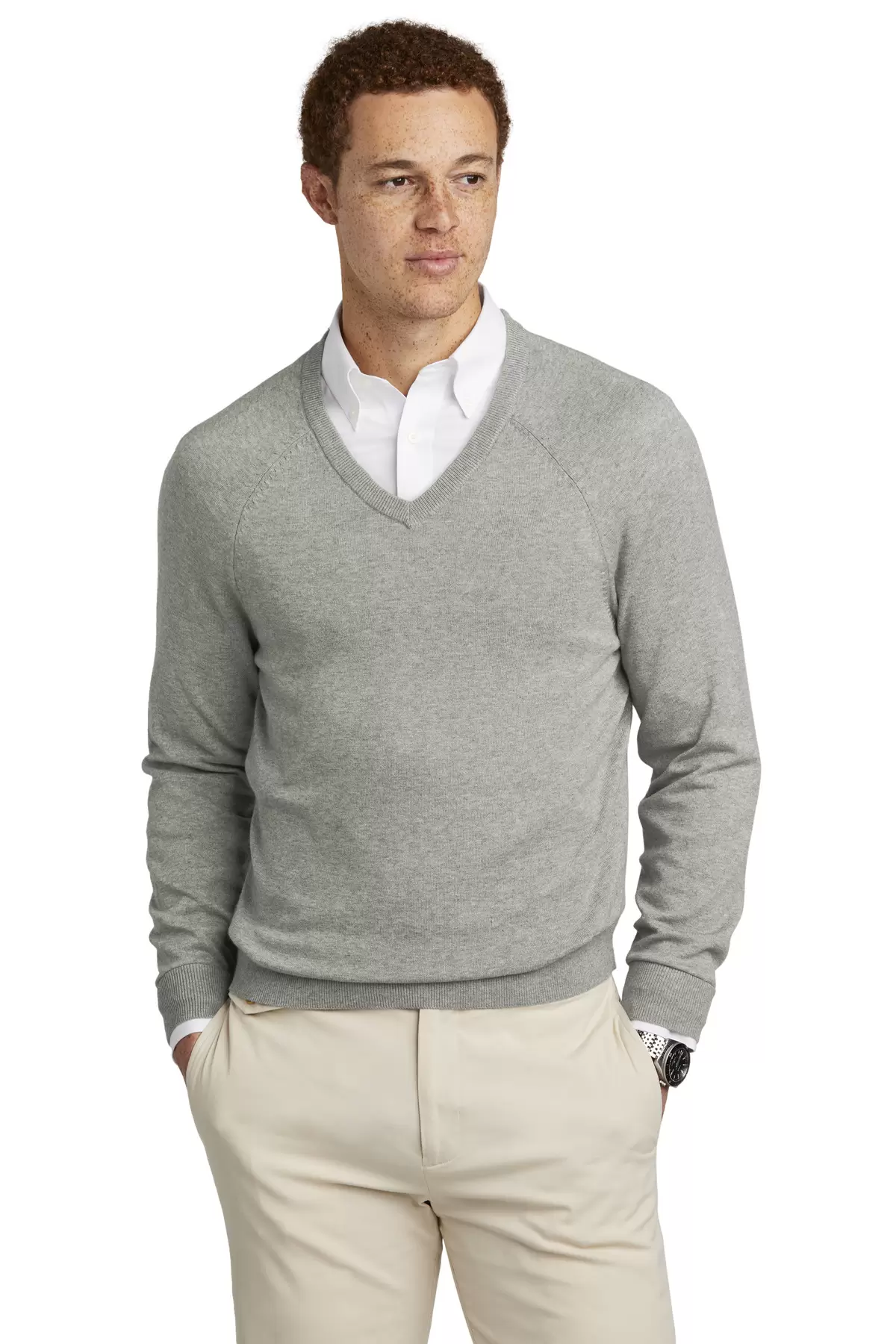 Brooks Brothers BB18400  Cotton Stretch V-Neck Sweater SKU: BB18400