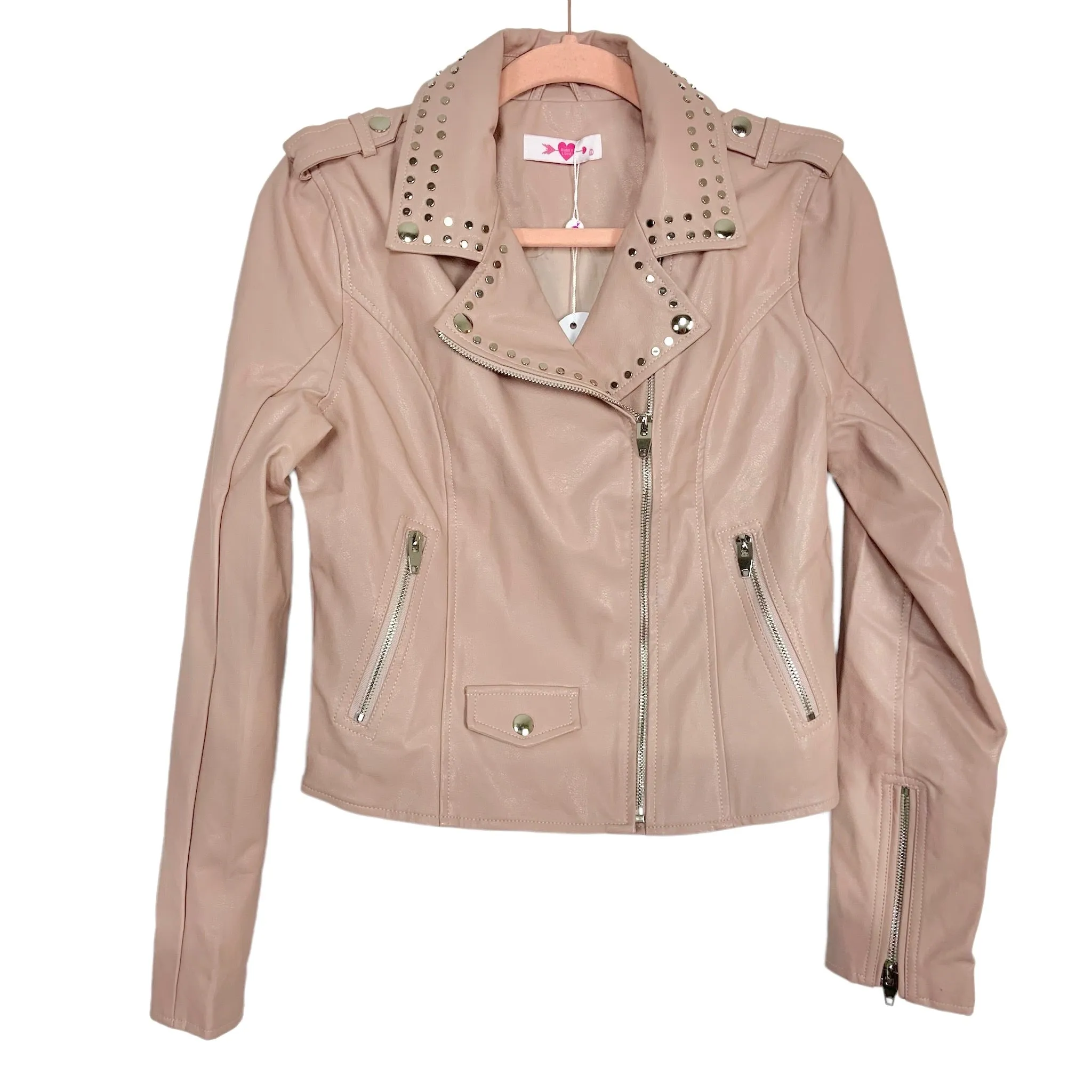 Buddy Love Pink Studded Leather Jacket NWT- Size S