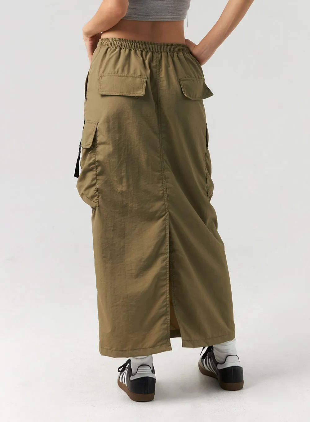 Cargo Nylon Maxi Skirt CL325