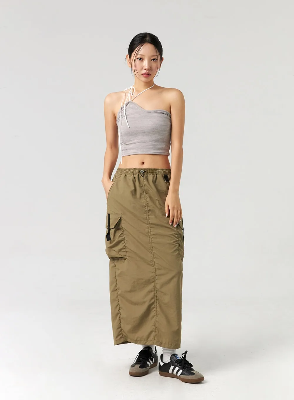 Cargo Nylon Maxi Skirt CL325