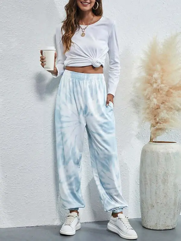 Casual Dye Fleece Women Pants