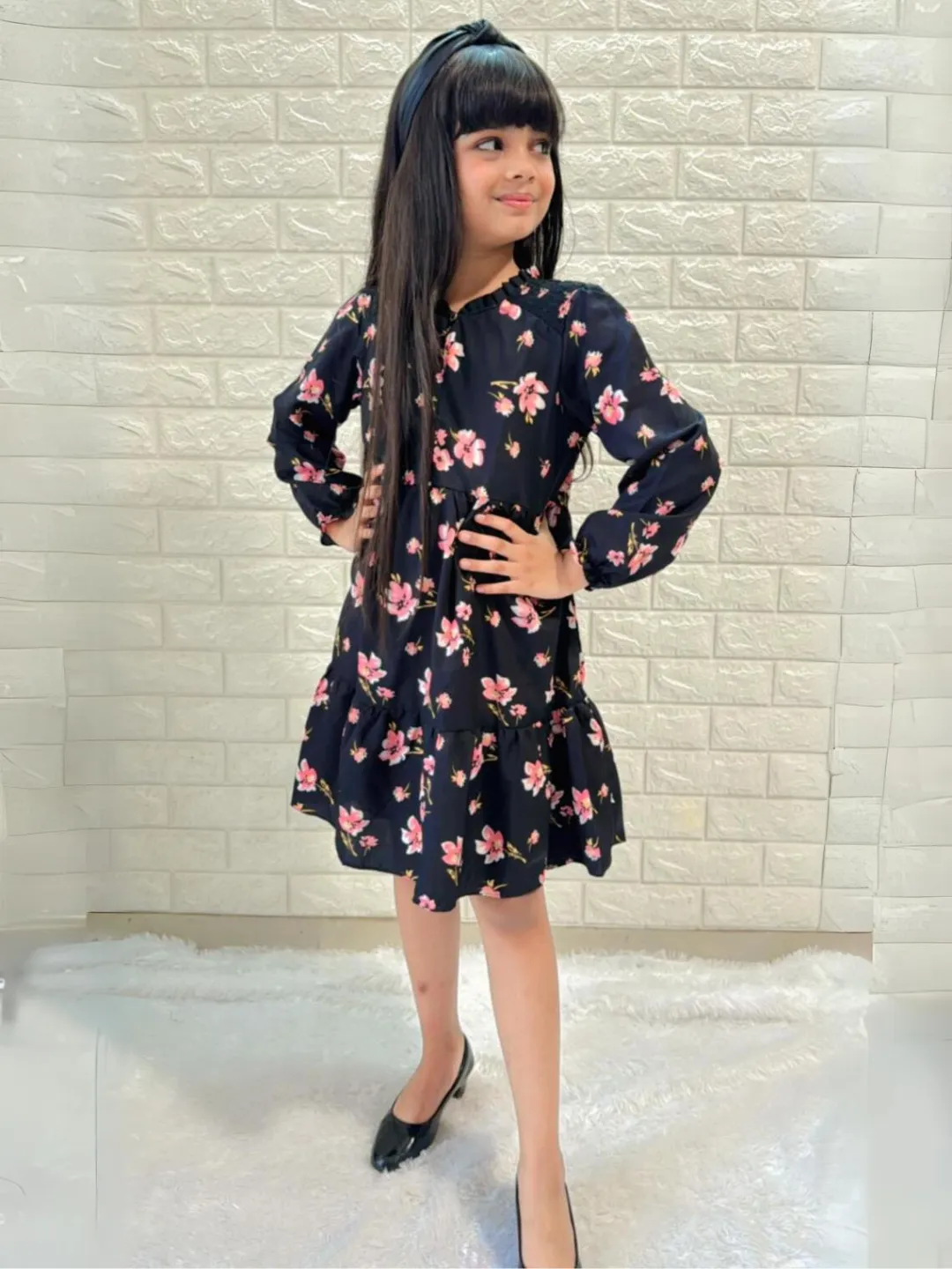 Cotton 3/4th Sleeves Dress for Girls