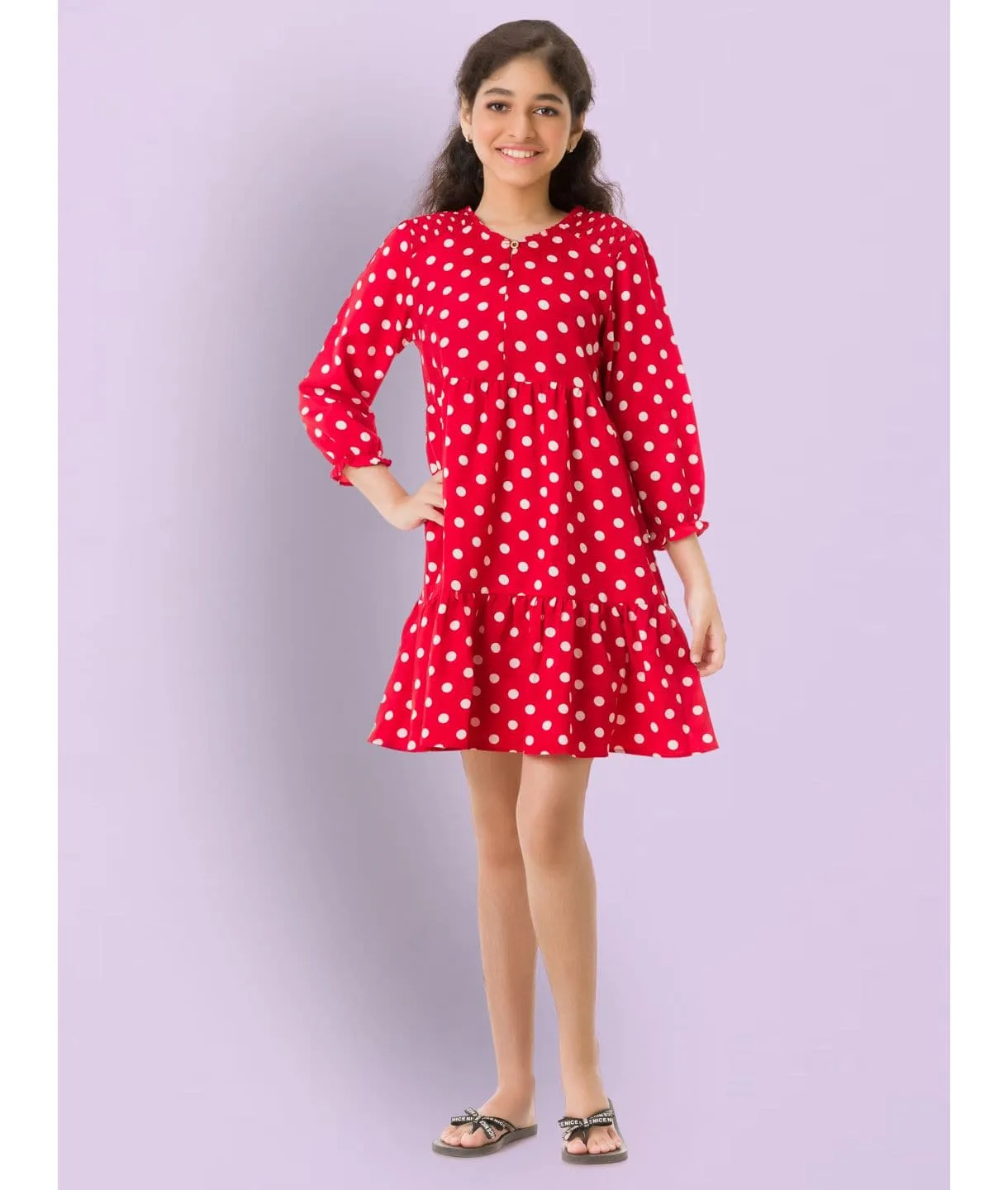 Cotton 3/4th Sleeves Dress for Girls