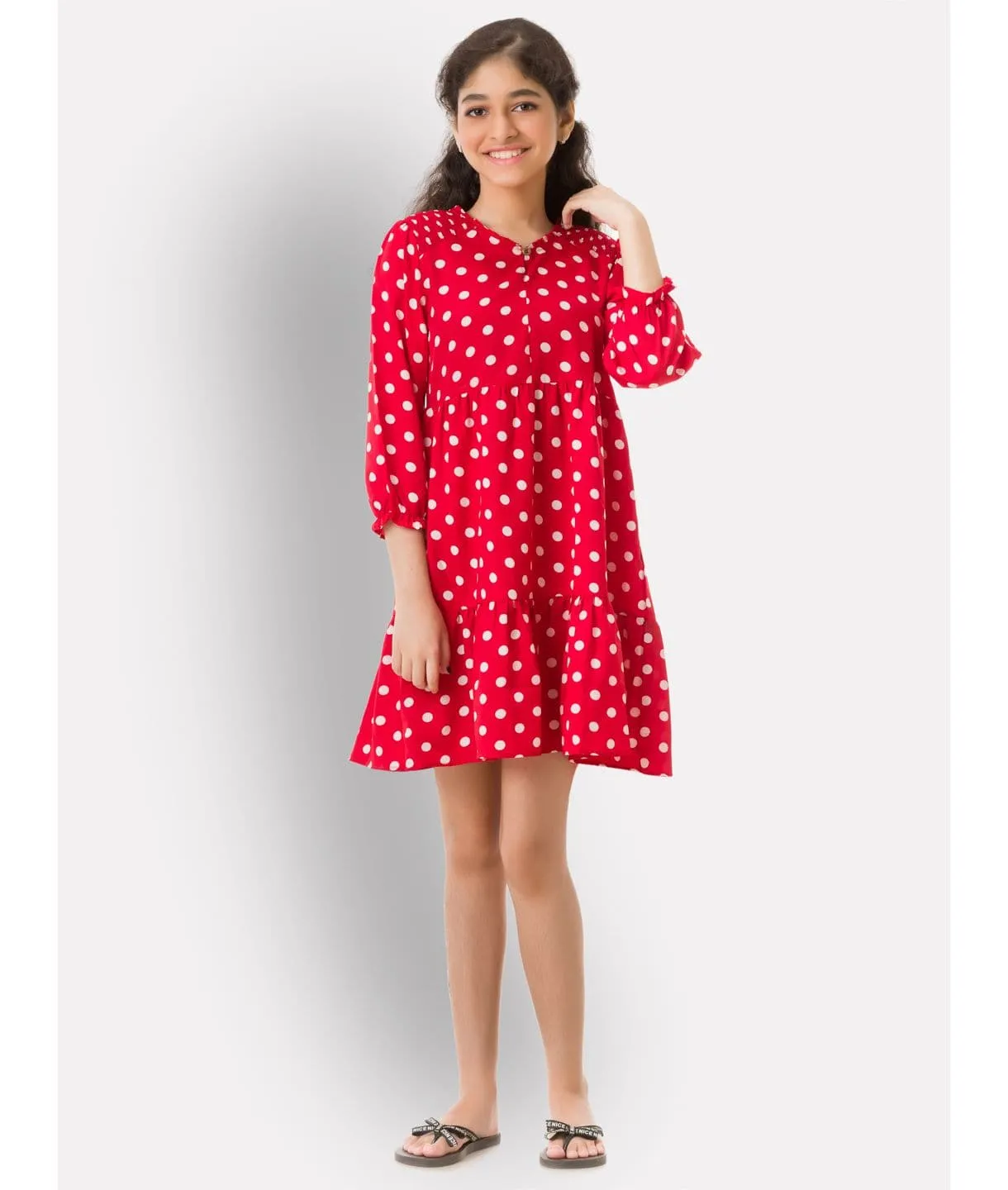 Cotton 3/4th Sleeves Dress for Girls