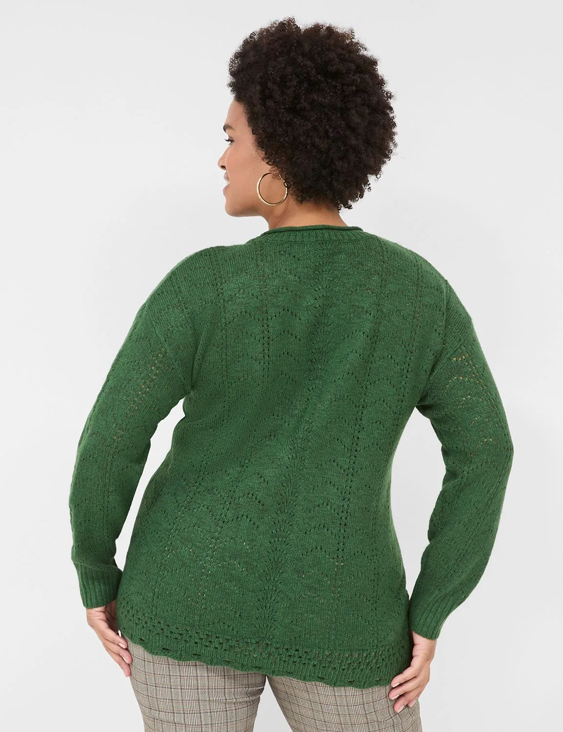 Crew-Neck Pointelle Sweater