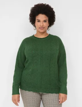 Crew-Neck Pointelle Sweater