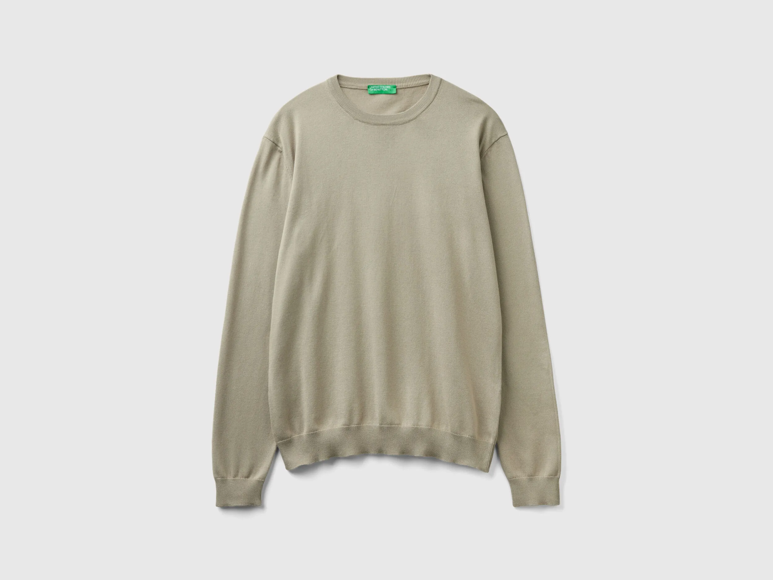 Crew neck sweater in 100% cotton - Light Green | Benetton