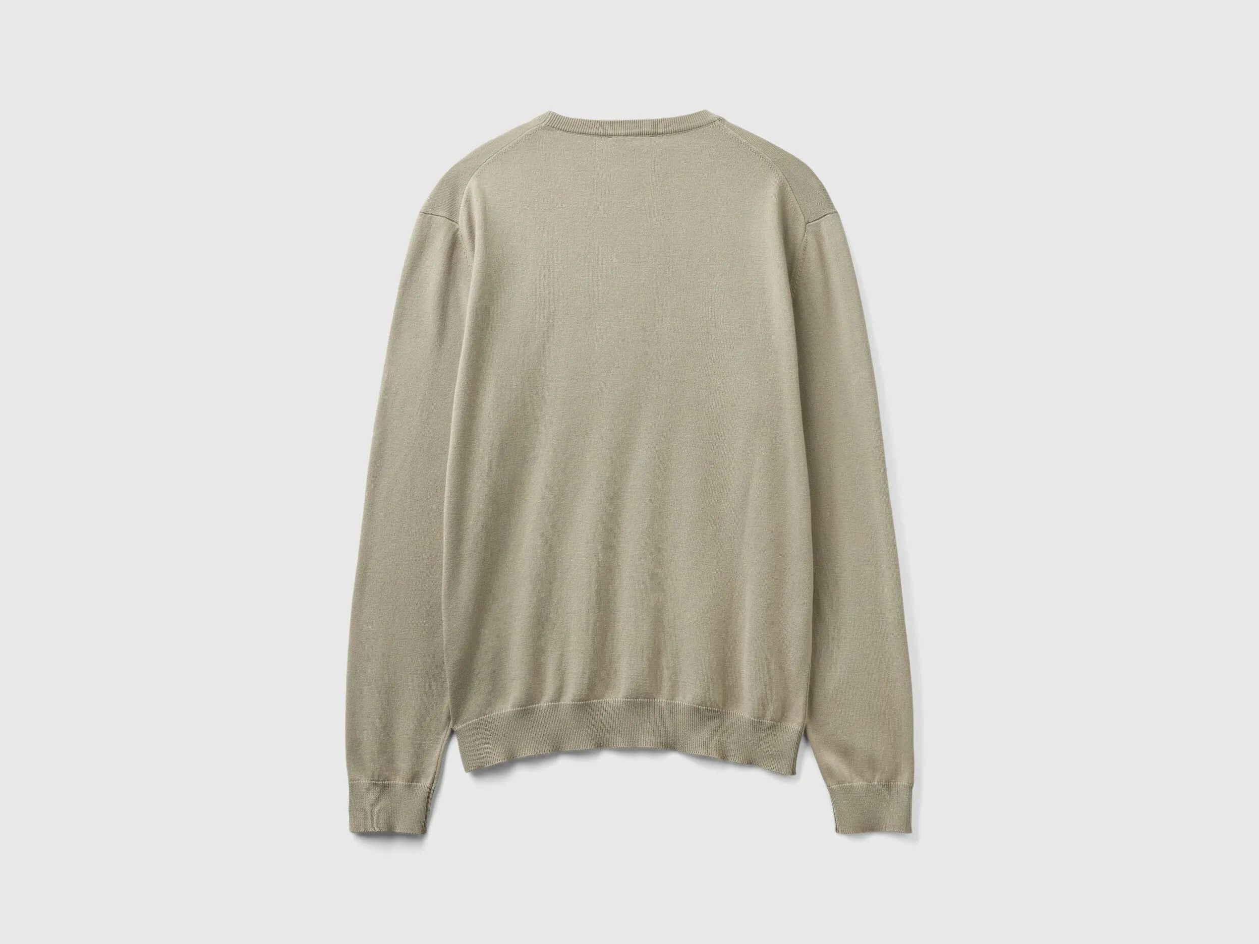 Crew neck sweater in 100% cotton - Light Green | Benetton