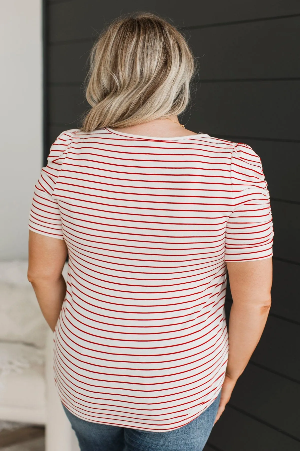 Cruise Through Life Striped Top- Ivory & Red