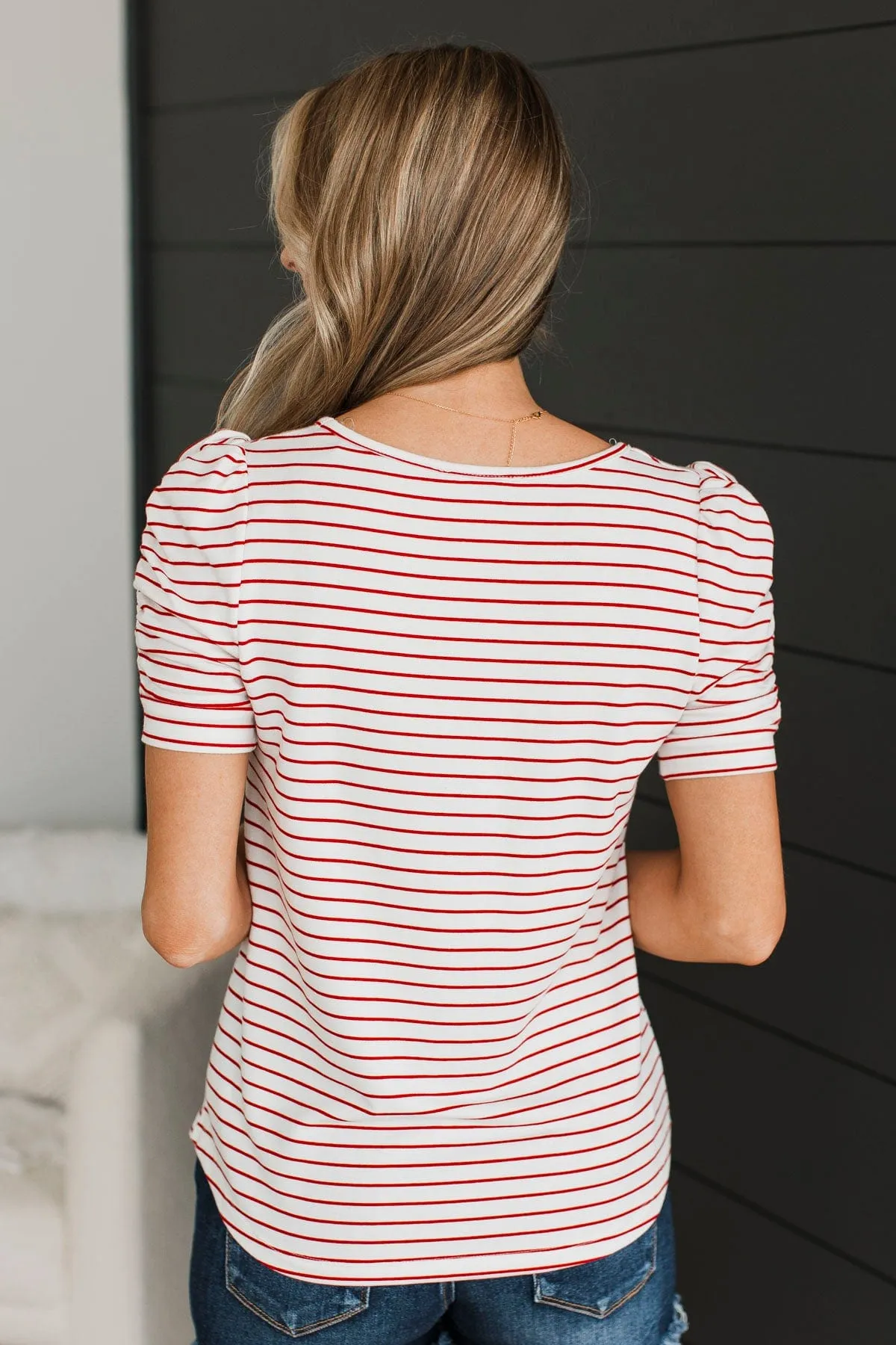 Cruise Through Life Striped Top- Ivory & Red