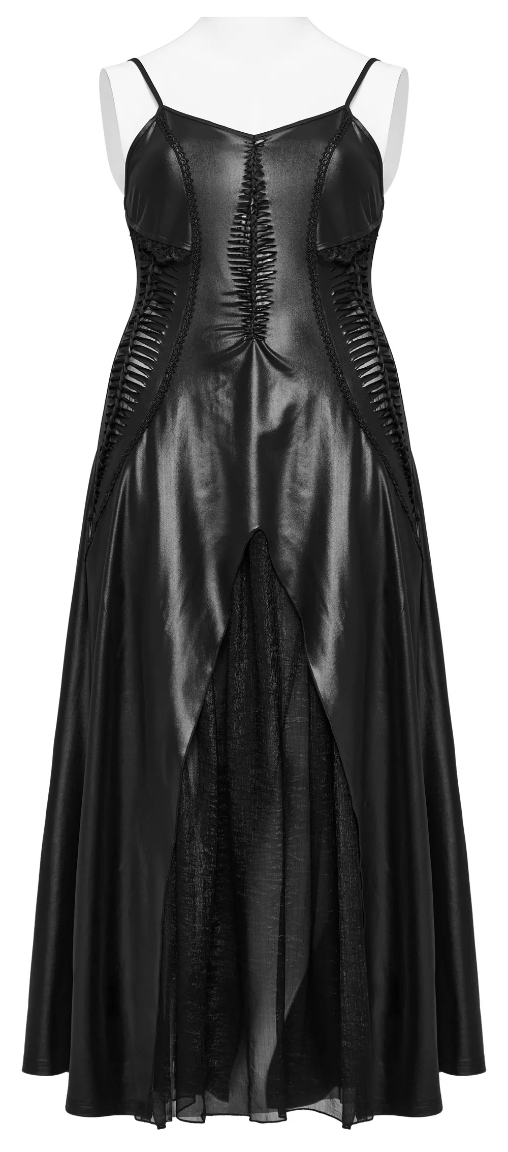 Daring Gothic Maxi Dress with Straps and Lace-up Back