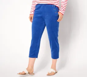 Denim & Co. Beach Petite Knit Terry Crop Pant with Grommets