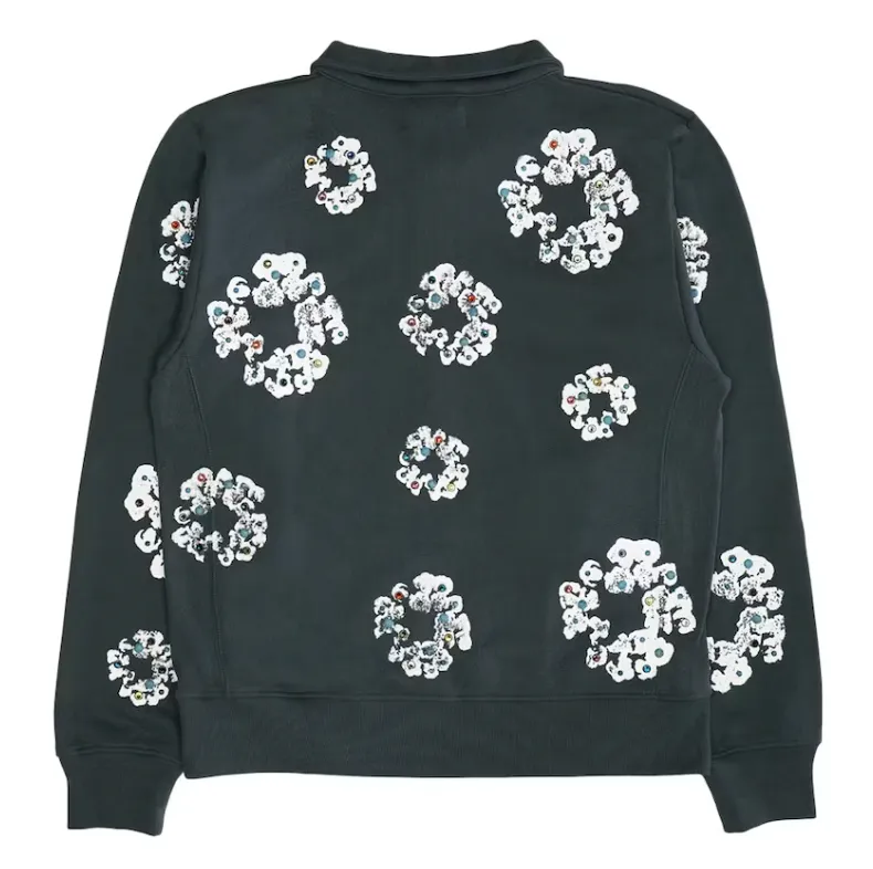 Denim Tears 'Rhinestone Wreath' Quarter Zip Polo Sweater