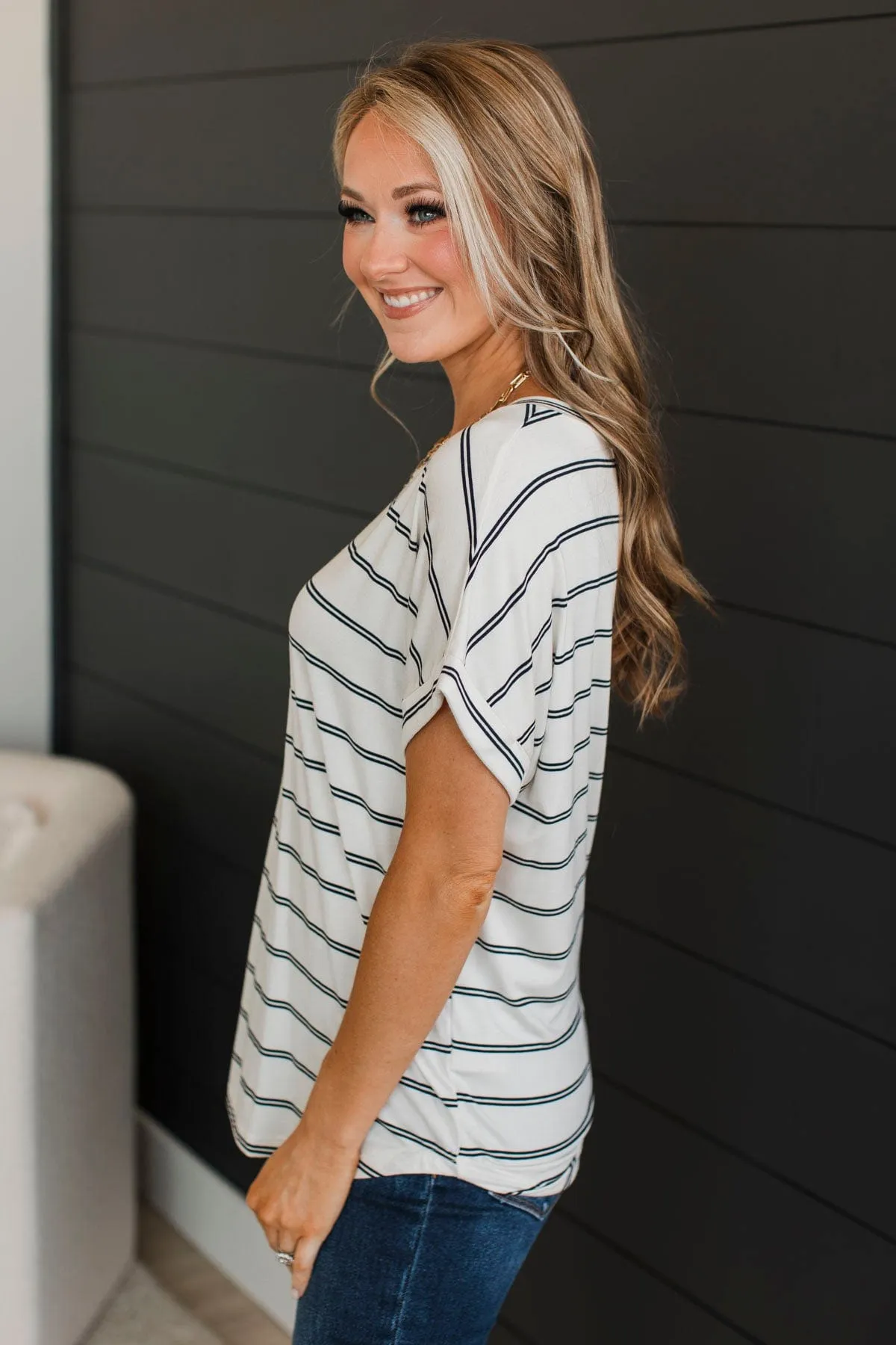 Depends On You Striped Top- Ivory & Black