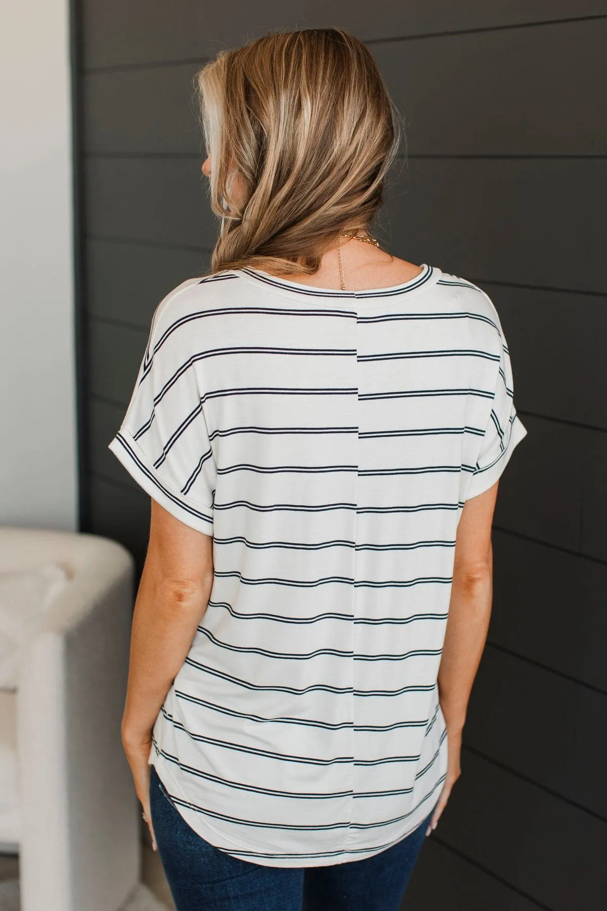 Depends On You Striped Top- Ivory & Black