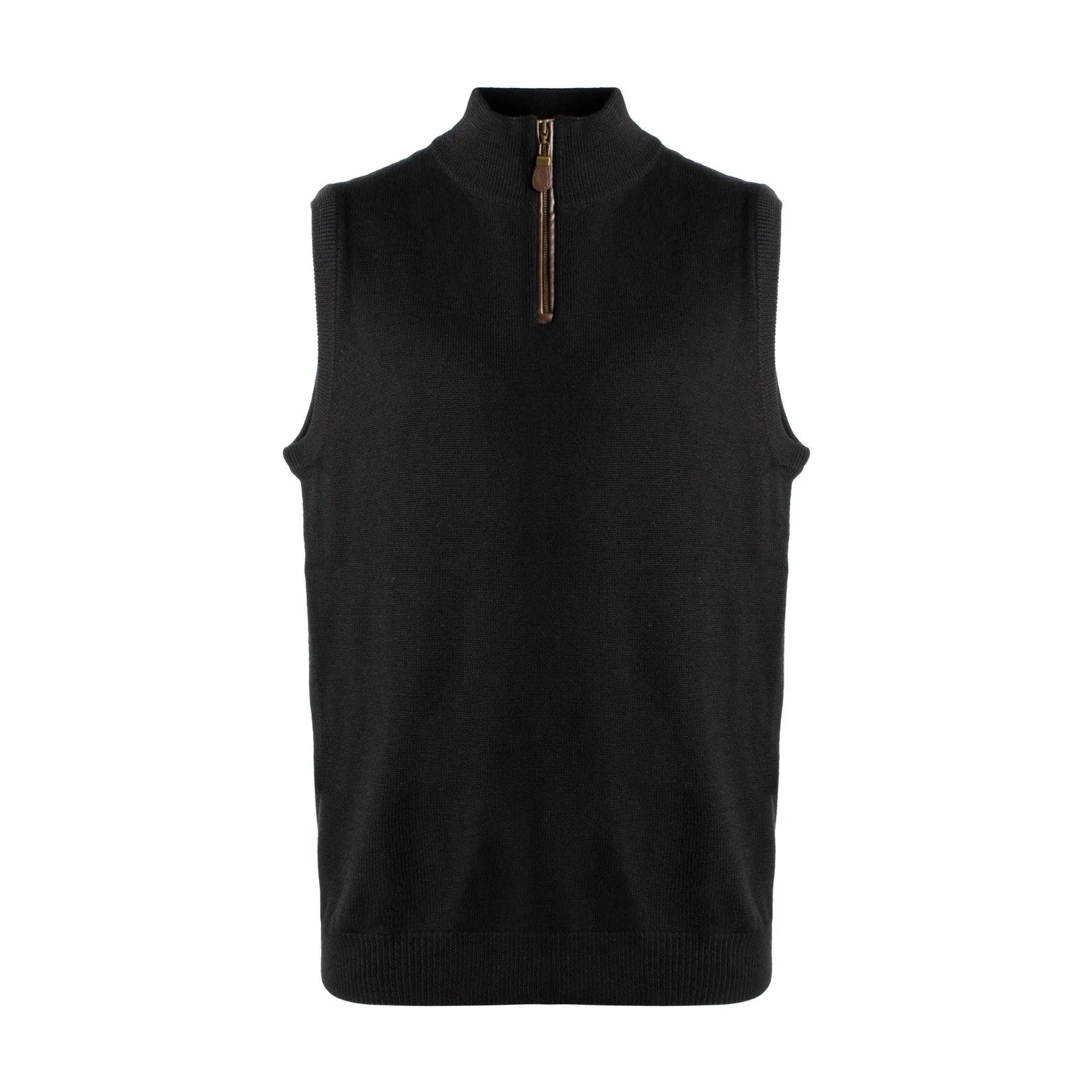 Extra Fine 'Zegna Baruffa' Merino Wool Quarter-Zip Sweater Vest in Black by Viyella