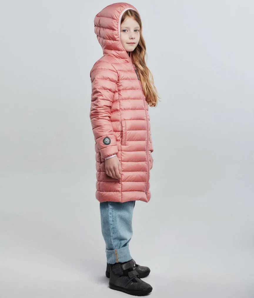 Fluff Kids Coat in Plum with Milk