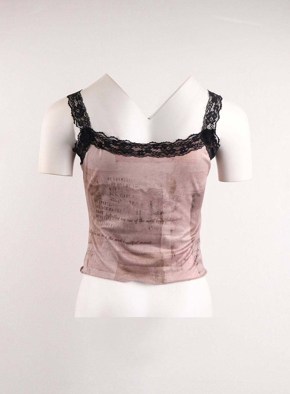 Graphic Printed Lace Crop Top IJ410