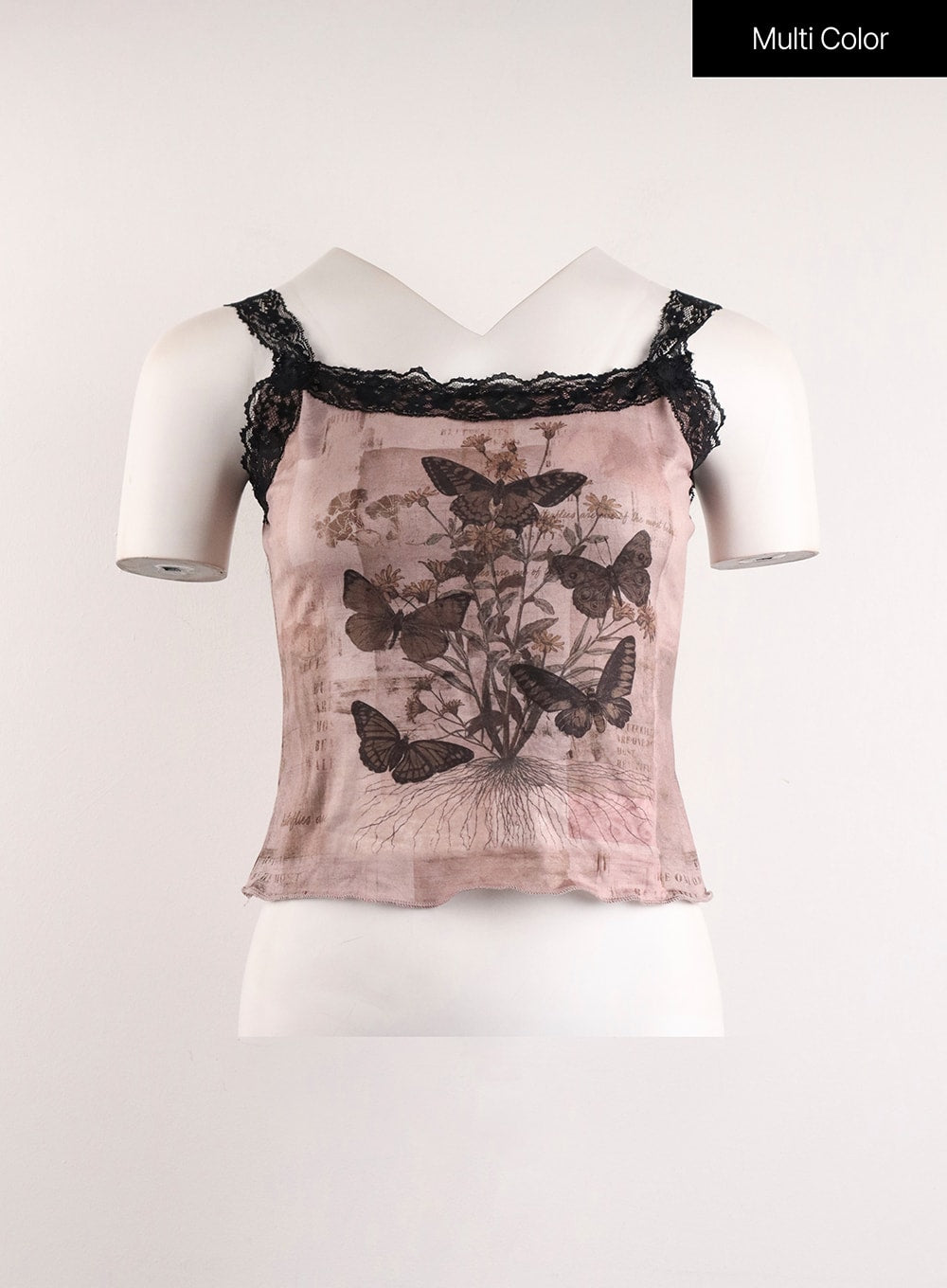 Graphic Printed Lace Crop Top IJ410