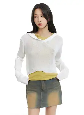 Hooded Crop Summer Knit Top CM426