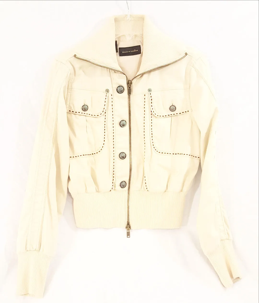 House of Dereon Cream Bomber Jacket