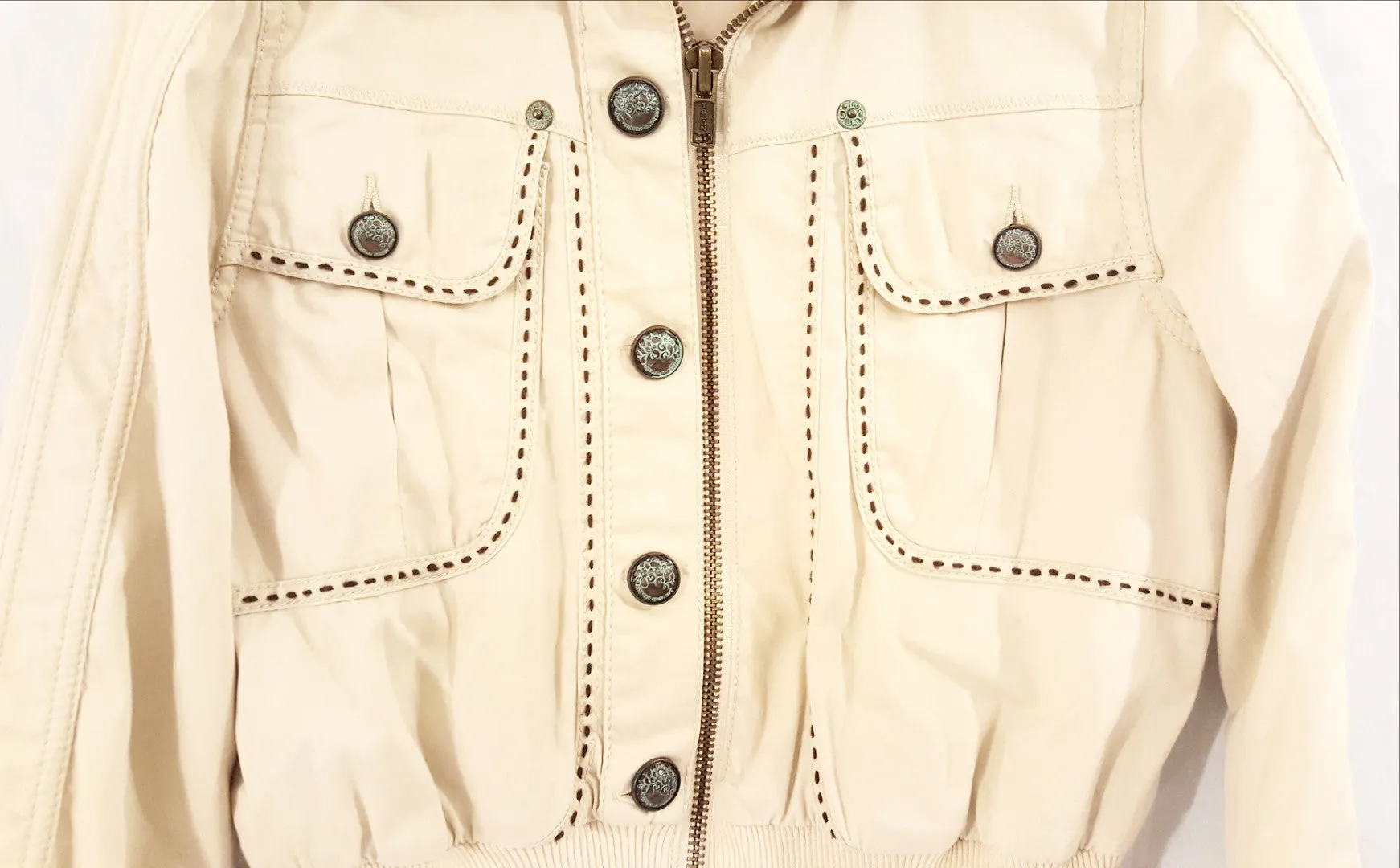 House of Dereon Cream Bomber Jacket