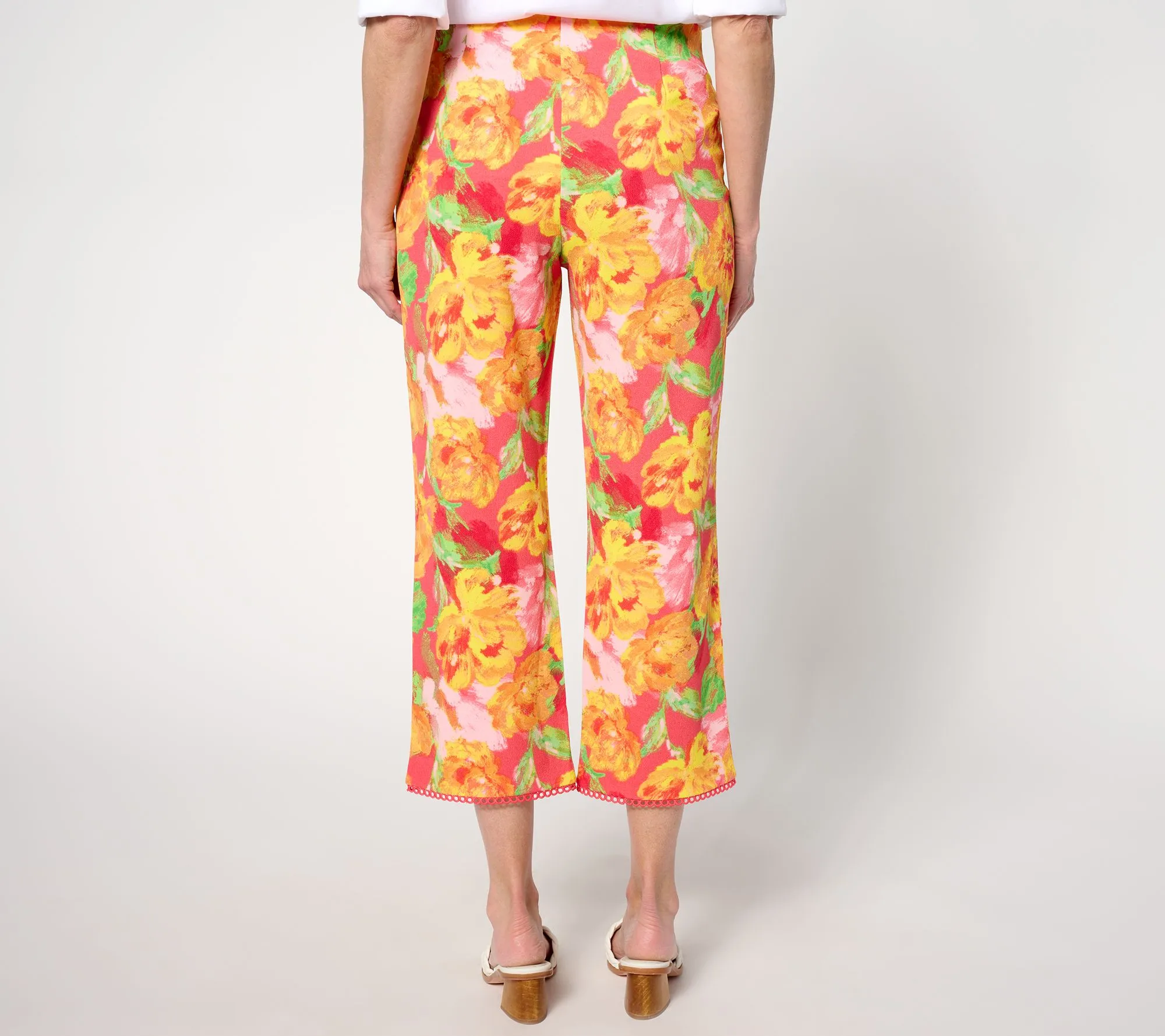 Isaac Mizrahi Live! Tall Printed Pebble Knit Crop Straight Pants