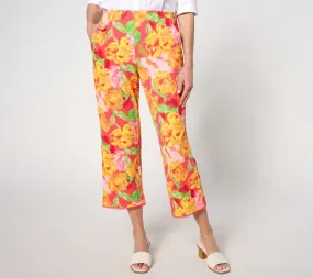 Isaac Mizrahi Live! Tall Printed Pebble Knit Crop Straight Pants