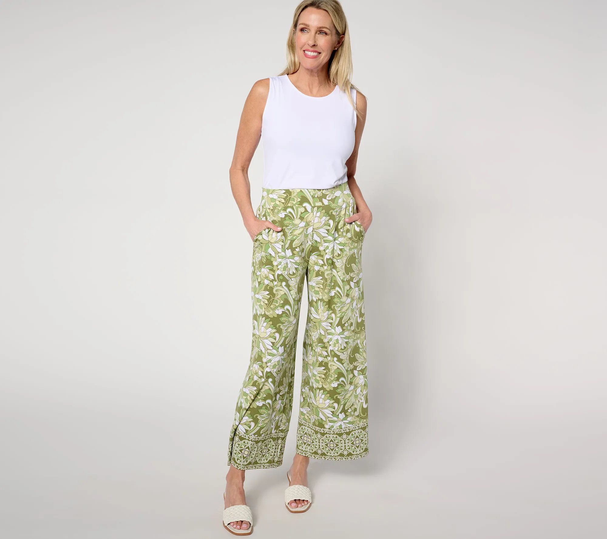 Joan Rivers Regular Luxe Knit Printed Crop Pant