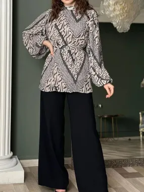 Kaftan Abayas Ramadan Muslim Women Tops Pants Islamic Clothing Two Piece Set M 001629004