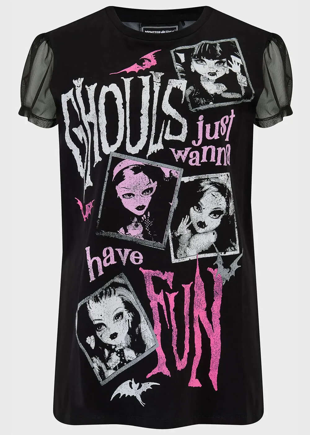 Killstar x Mattel Monster High Ghoul Friends Sheer Combo Top Black