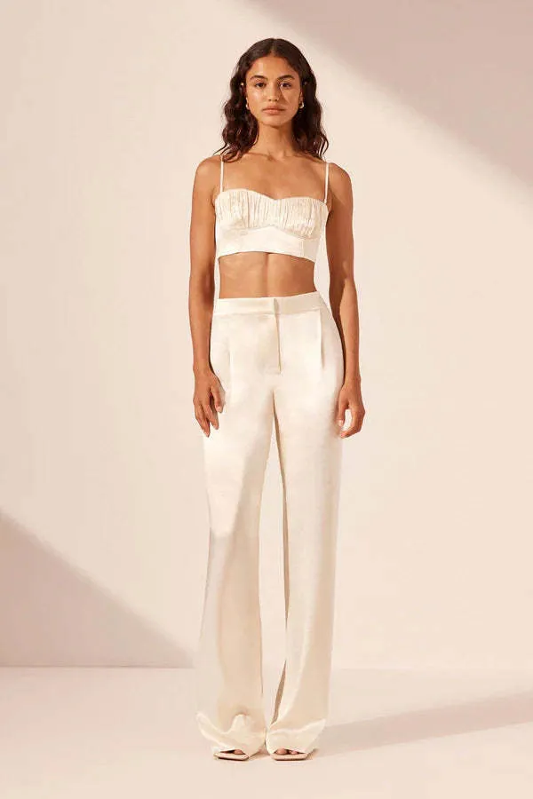 La Lune Mid Rise Straight Leg Pant - Cream