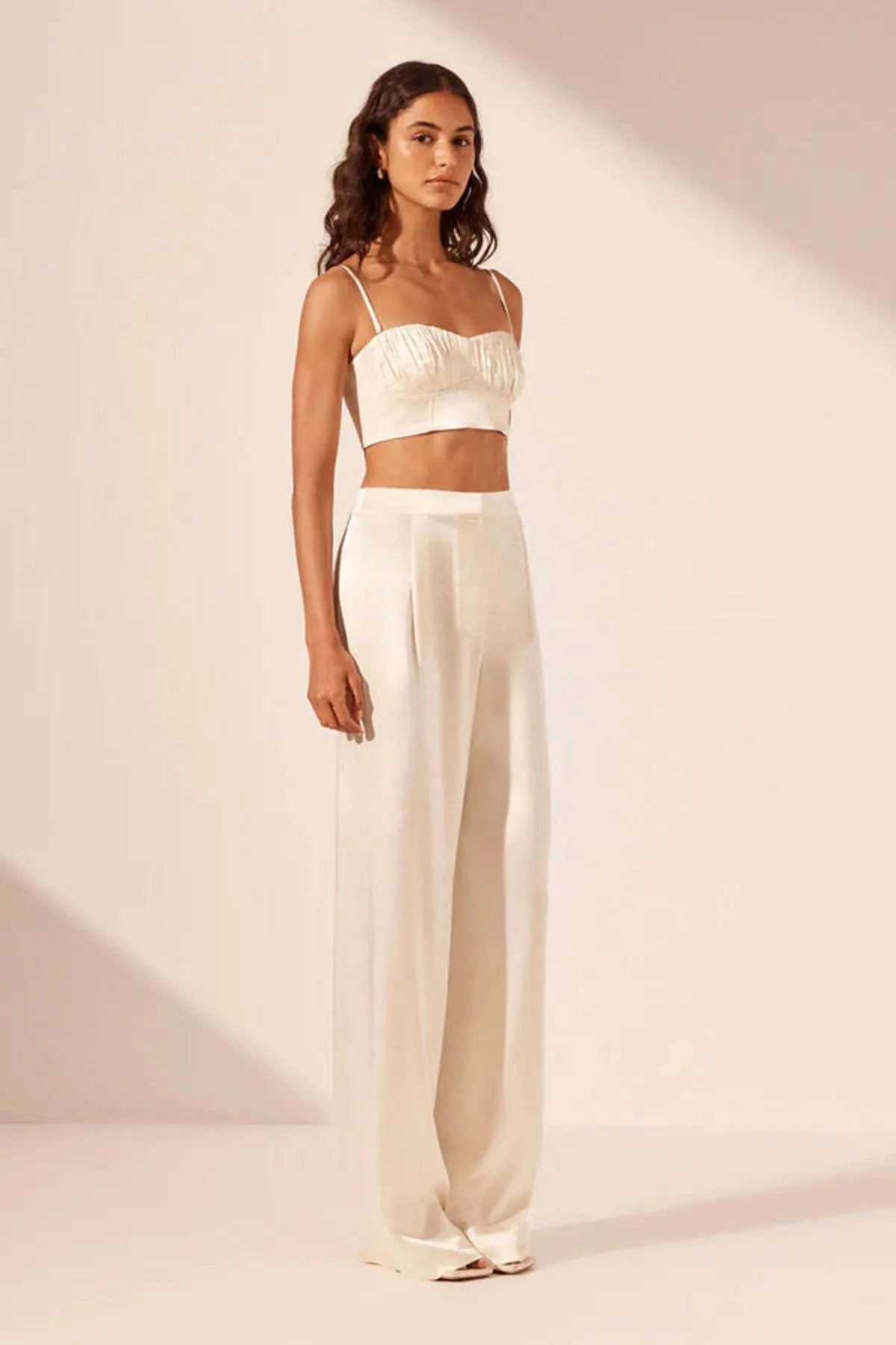 La Lune Mid Rise Straight Leg Pant - Cream