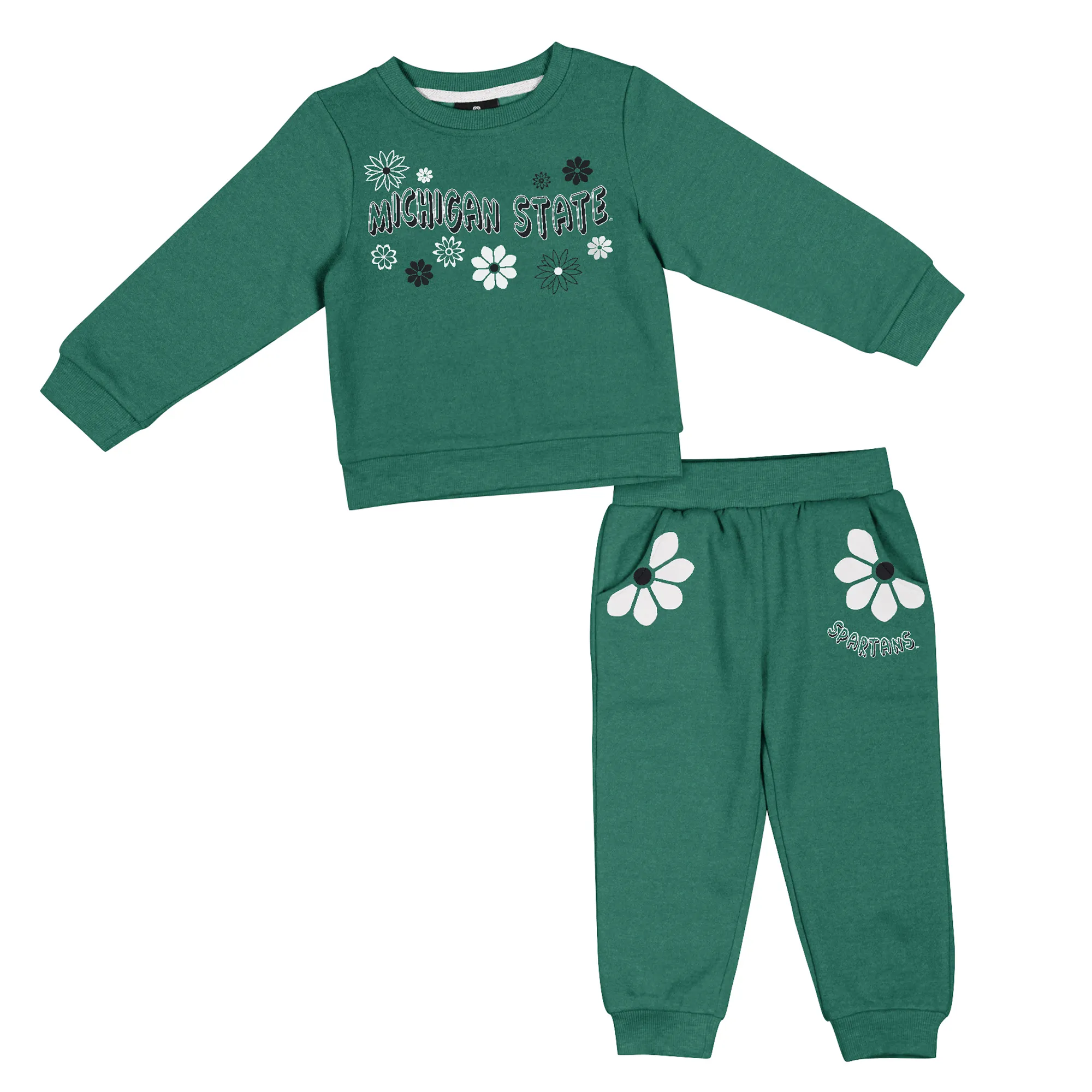 Lids Girls Toddler Colosseum Green Michigan State Spartans Flower Power Fleece Pullover Sweatshirt & Pants