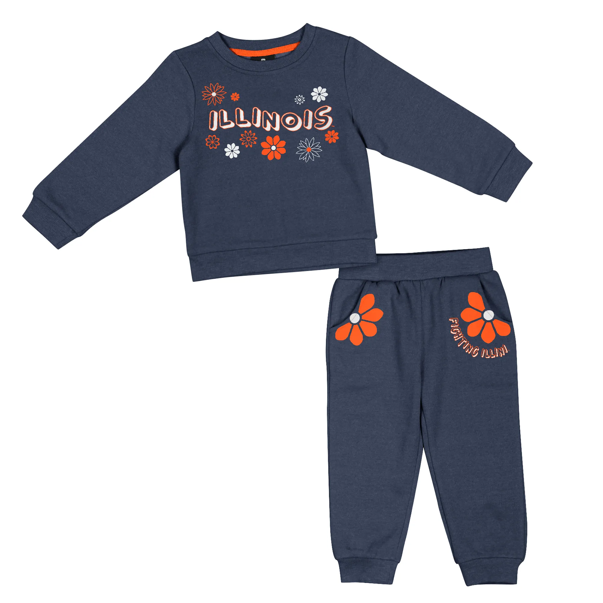 Lids Girls Toddler Colosseum Navy Illinois Fighting Illini Flower Power Fleece Pullover Sweatshirt & Pants