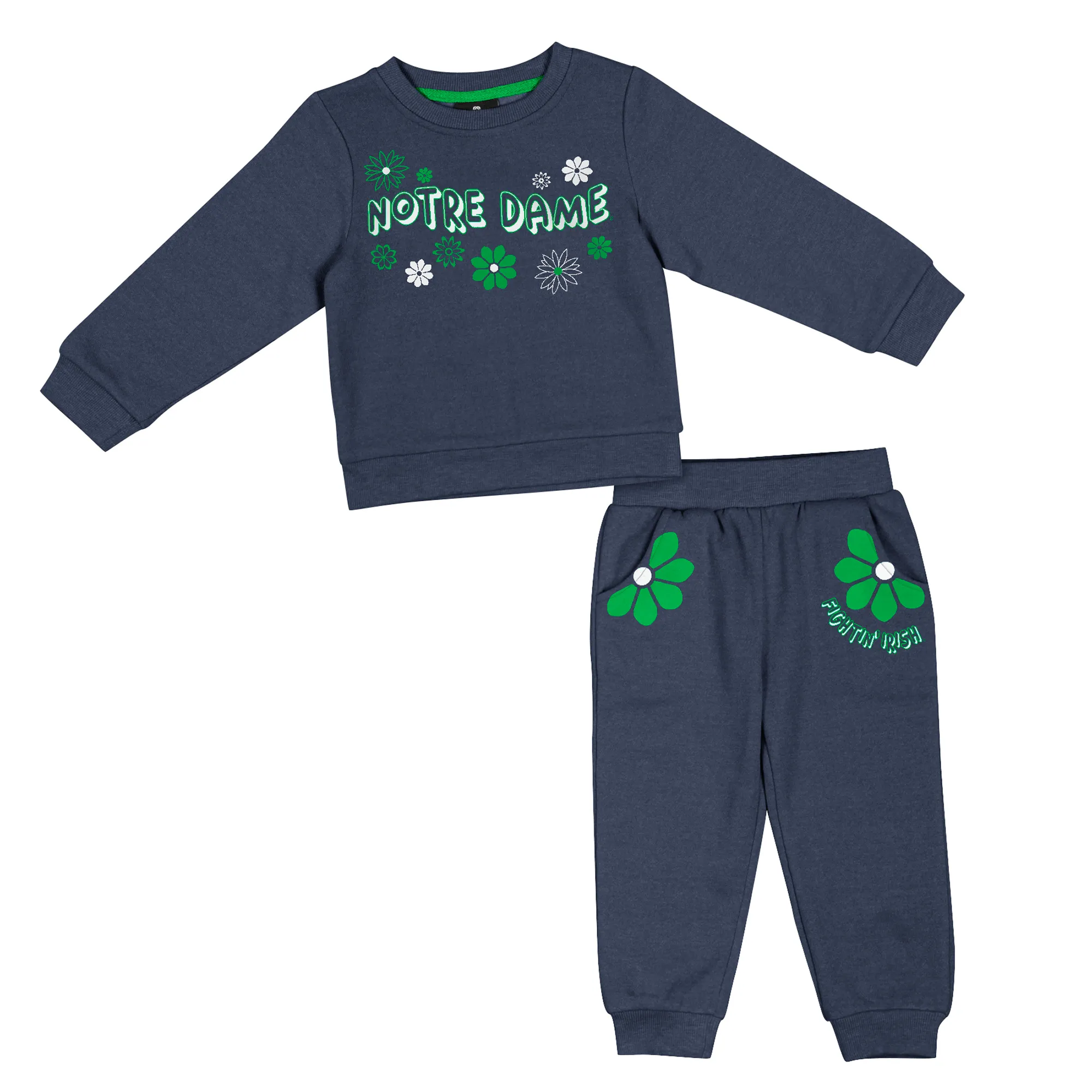 Lids Girls Toddler Colosseum Navy Notre Dame Fighting Irish Flower Power Fleece Pullover Sweatshirt & Pants