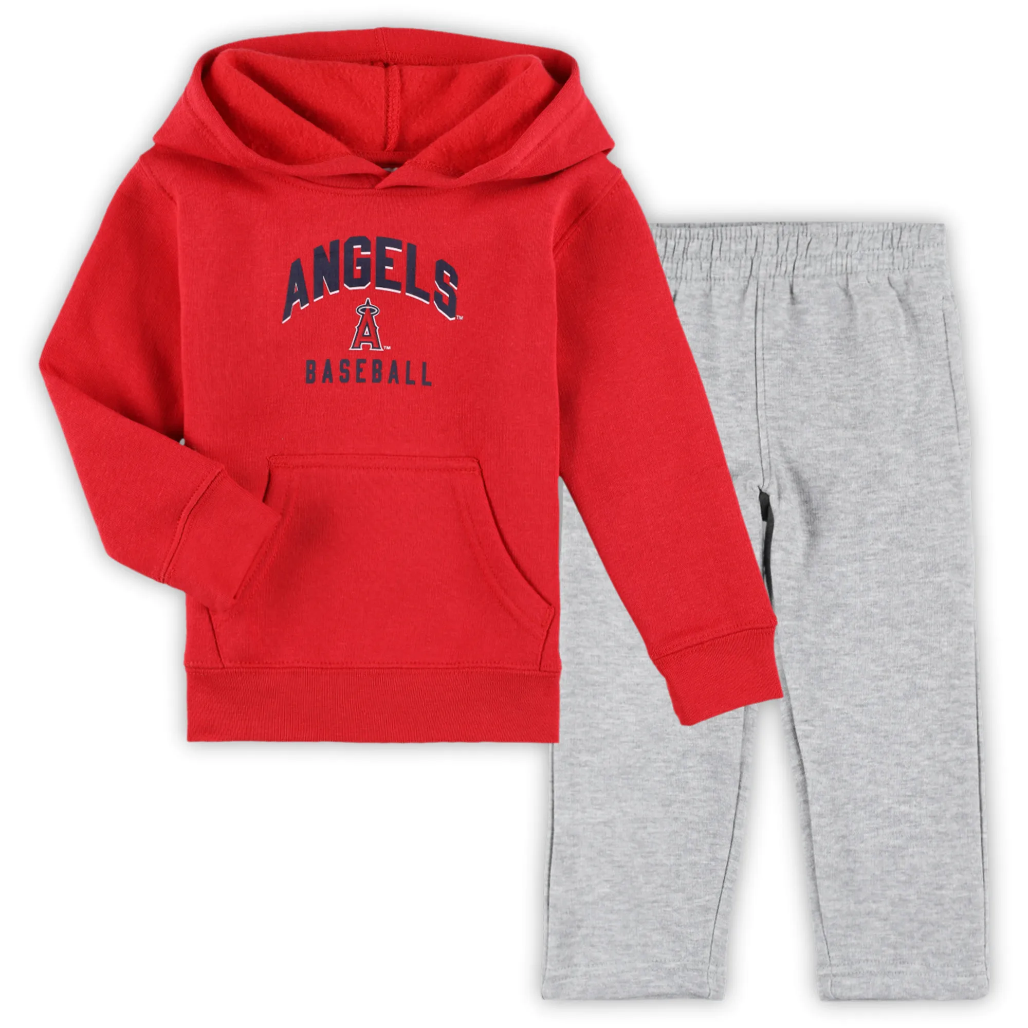 Lids Toddler Red/Gray Los Angeles Angels Play-By-Play Pullover Fleece Hoodie & Pants Set